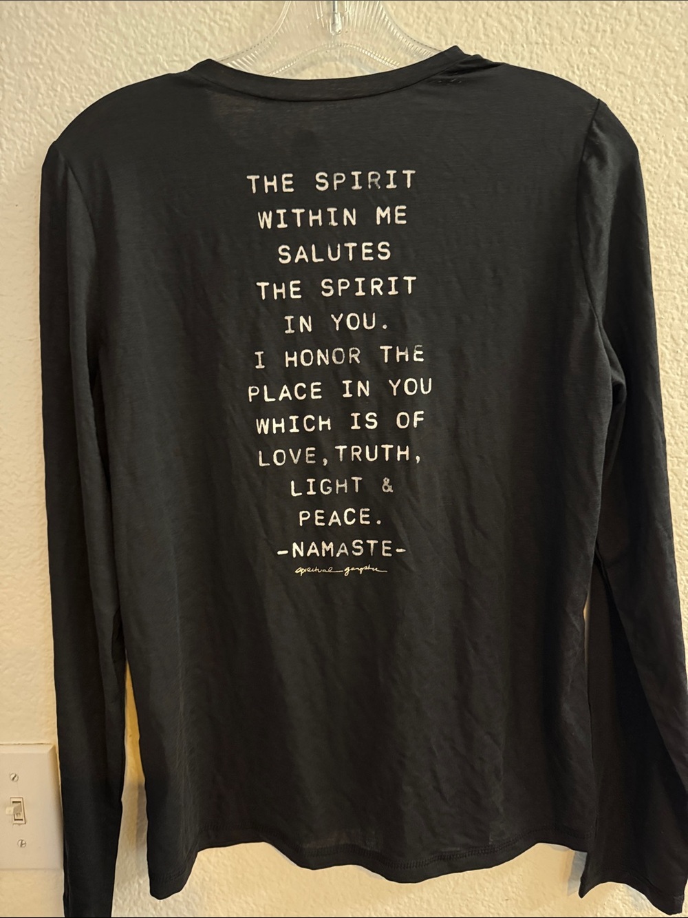 NWT Spiritual Gangster Black Long-Sleeve Graphic Tee w/ Inspirational Back Print